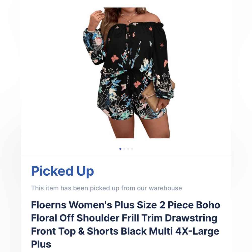 Floerns Women's Plus Size 2 Piece Boho Floral Set - Black Multi
